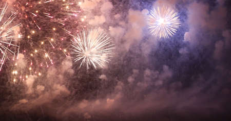 Firework celebrate anniversary happy new year 2022, 4th of july holiday festival. colorful firework...