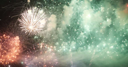 Green Firework celebrate anniversary happy new year 2022, 4th of july holiday festival. Green...