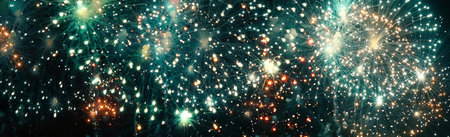 Banner Firework celebrate anniversary happy new year 2023, 4th of july holiday festival. colorful firework celebrate national holiday. Banner countdown new year 2023 party time event with copy spaceの写真素材