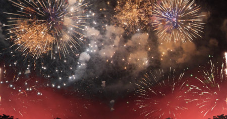 Colorful vibrant Firework celebrate anniversary happy new year 2024, 4th of july holiday festival....