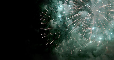 Green Firework celebrate anniversary happy new year 2023, 4th of july holiday festival. Green...