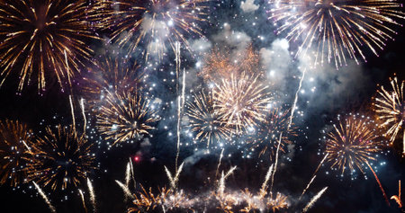 Colorful vibrant Firework celebrate anniversary happy new year 2024, 4th of july holiday festival....