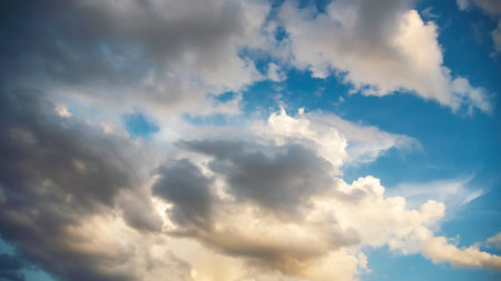 Dramatic dark storm rain clouds black sky background. Dark thunderstorm clouds rainny atmosphere. Meteorology danger windstorm disasters climate. Dark cloudscape storm disaster gloomy gray cloud skyの写真素材