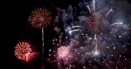 Colorful vibrant Firework celebrate anniversary happy new year 2023, 4th of july holiday festival....