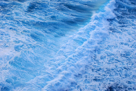 Blue sea marine ocean seascape tropical huge wave on blurred background. Seascape blue ocean white...