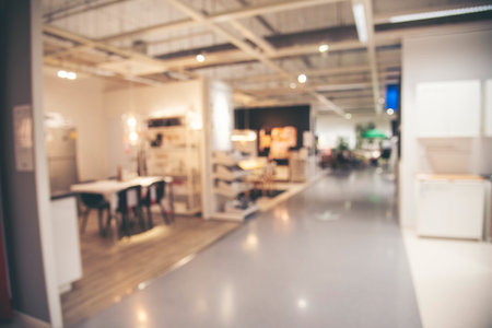 Business office Blurred background meeting room light bokeh education event in company. Blurry abstract background of conference room. Blur background office modern lobby urban decor empty roomの写真素材