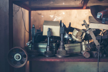 Heavy screw grungy rusted wrenches dirty screwdriver object. Industrial hardware set. Mechanic tools...