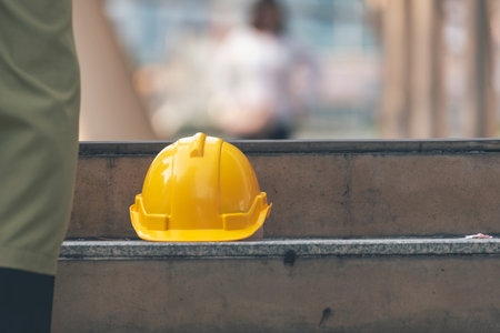 Construction hard hat safety tools equipment for workers in construction site for engineering...