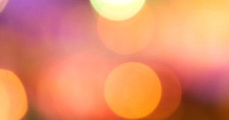 Vibrant Bokeh abstract blurred background music festival stage show performance party. Colorful...