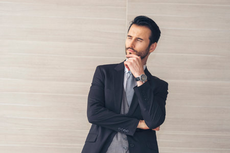Portrait happiness caucasian businessman smiling face confident leader manager in meeting rooom...