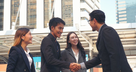 Diversity Business Partner meeting trust in teamwork and partnership businessman, businesswoman...