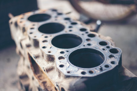Mechanic tools engineering equipment car auto repair shop with space. Blurred background mechanical...