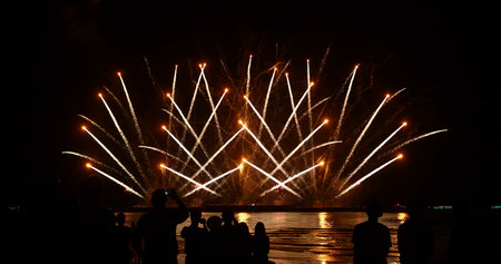 Colorful vibrant Firework celebrate anniversary happy new year 2024, 4th of july holiday festival....