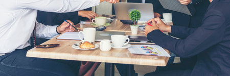 Banner Group of business people meeting in conference room. Panorama Asian businesspeople brainstorm...