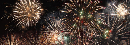 Banner Golden Firework celebrate anniversary independence day night time celebrate national holiday....