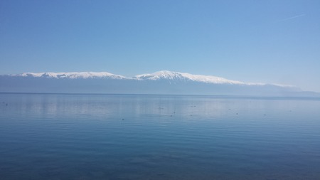 Lin Village Pogradec Albania  Liqeni i Ohrit Mountain Ohrid Lake Fshati Linの写真素材