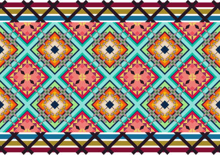 Ikat seamless repeat pattern. design for print, fabric, wallpaper, gift wrap, texture Tribal folk...