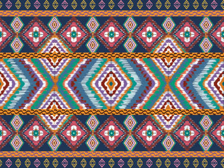 Set of traditional graphic design folk art knitted embroidery seamless pattern for fashion fabric...