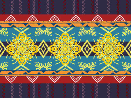 Ikat geometric folklore ornament Tribal ethnic texture Seamless striped pattern needle knit ...