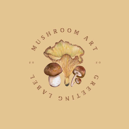 template greeting watercolor illustration Set of wild mushroom fungus fall autumn season for print paper fabric wrapping backdropの写真素材