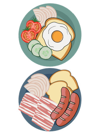 Isolated elements collection food ingredients meal illustration digital clipartの写真素材