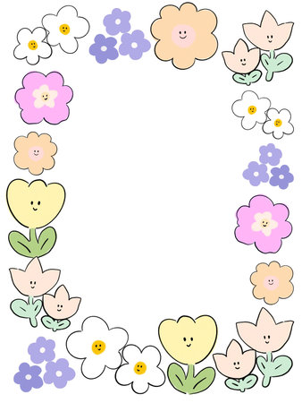 Cute Baby Shower birthday invitation greetings doodle flower character minimalの写真素材