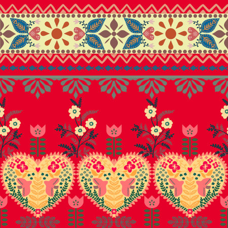 Valentine love heart blossom wedding birthday party fashion horozontal repeat seamless pattern backgroundの写真素材