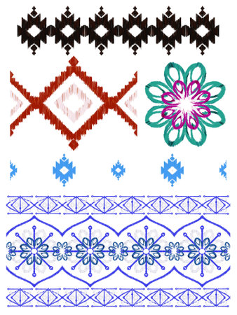 Ethnic abstract ikat art. Seamless pattern in tribal, folk embroidery, and Mexican style. Aztec...
