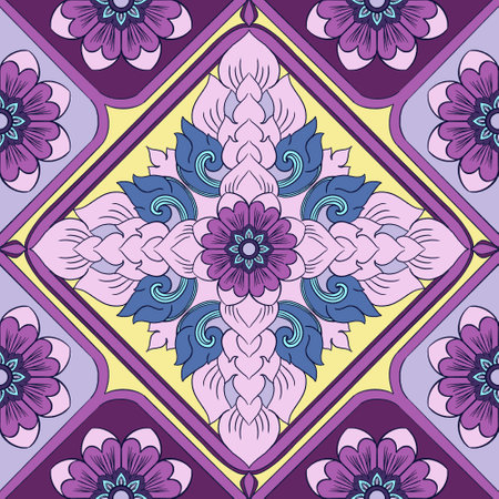 Traditional thai style pattern decorative. flowers thai line repeat seamless pattern tribal folk motif ornament art design.の写真素材