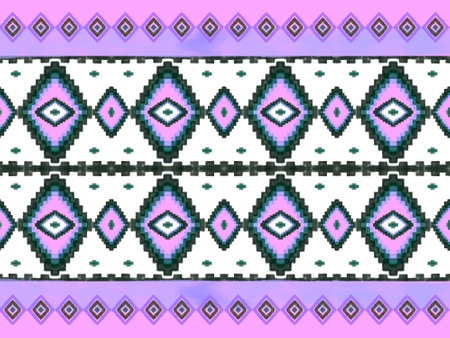 Hand drawn Ikat geometric colorful ornament arrangement Tribal ethnic texture. Seamless pattern in...