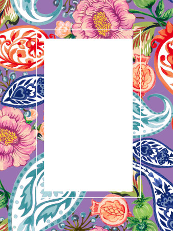 Luxury invitation card design with paisley pattern. Vintage ornament template. Can be used for background and wallpaper. Elegant and classicの写真素材