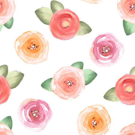 Collection of spring colorful flower template Set floral of wildflower, leaf branch, foliage on white background. Hand drawn blossom illustration for decor, easter, sticker, clipart, print.の写真素材