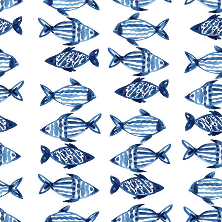 Indigo navy blue pattern abstract grunge and splash watercolor beautiful shibori tie dye paint Texture decoration on white background hand drawnの写真素材