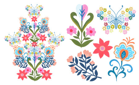 Animal folk set featuring abstract and whimsical in motif tribal art style background. Perfect for...