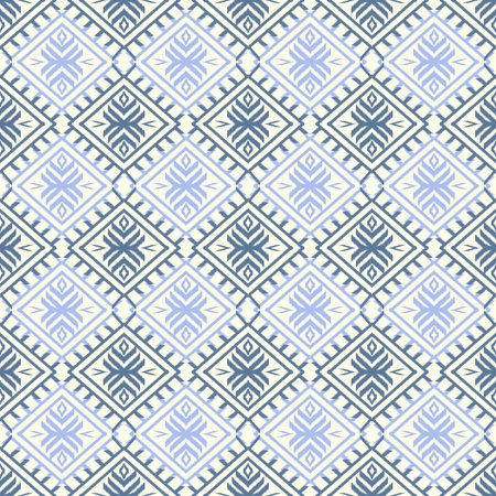 Ethnic ikat ornament arragement seamless pattern in tribal geometric oriental eastern traditional...