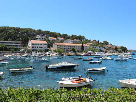Boats and yachts floating on a sea