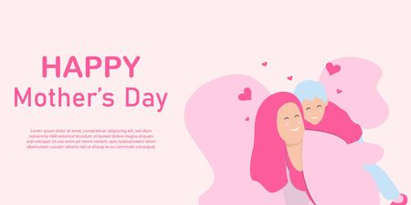 Happy mother day flat illustration bannerのイラスト素材