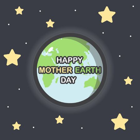 Happy mother earth day illustration with shiny earth planet and stars outside the galaxy. Vectorのイラスト素材