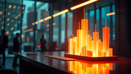financial graph on the black table in the office. 3d renderingの素材