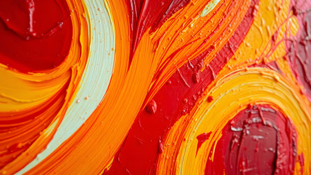 Colorful brush strokes of oil paint on a palette close-upの素材