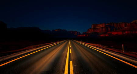 Night drive on the road to Capitol Reef National Park, United Statesの素材