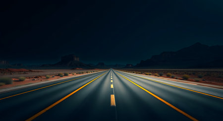 Road in Monument Valley at night, Arizona, United States of Americaの素材