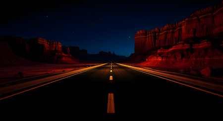 Road in Capitol Reef National Park at night, United States of Americaの素材