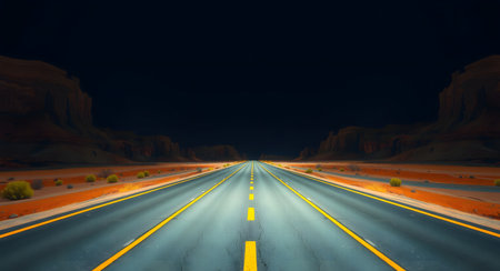 Road in the desert. 3d rendering. Computer digital drawing.の素材