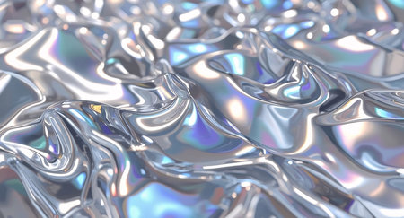 3d render of abstract metallic background with some smooth folds in itの素材