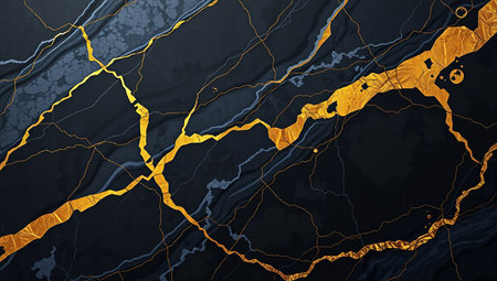 Luxury gold and black marble texture background. Vector illustration.の素材