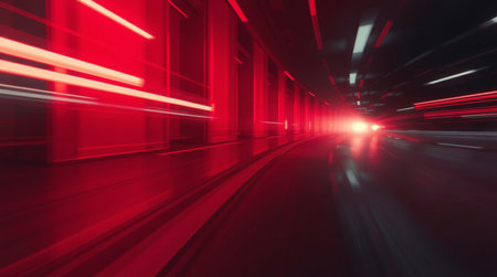 Abstract image of a fast moving car in tunnel with motion blur.の素材