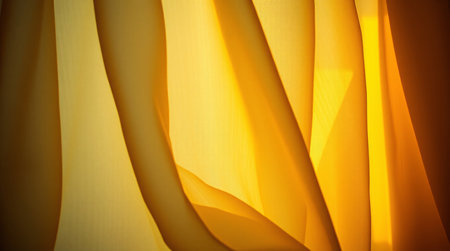 yellow silk fabric as a background, closeup of photo with soft focusの素材