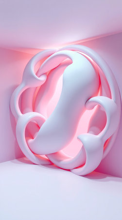 Abstract background, 3D render, pink and white color, minimal designの素材