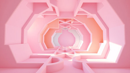 3d render. Futuristic abstract background. Futuristic interior design.の素材